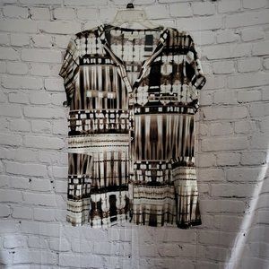 Dana Buchman, Size: XL, Brown/Ivory/Black Multi Print Top